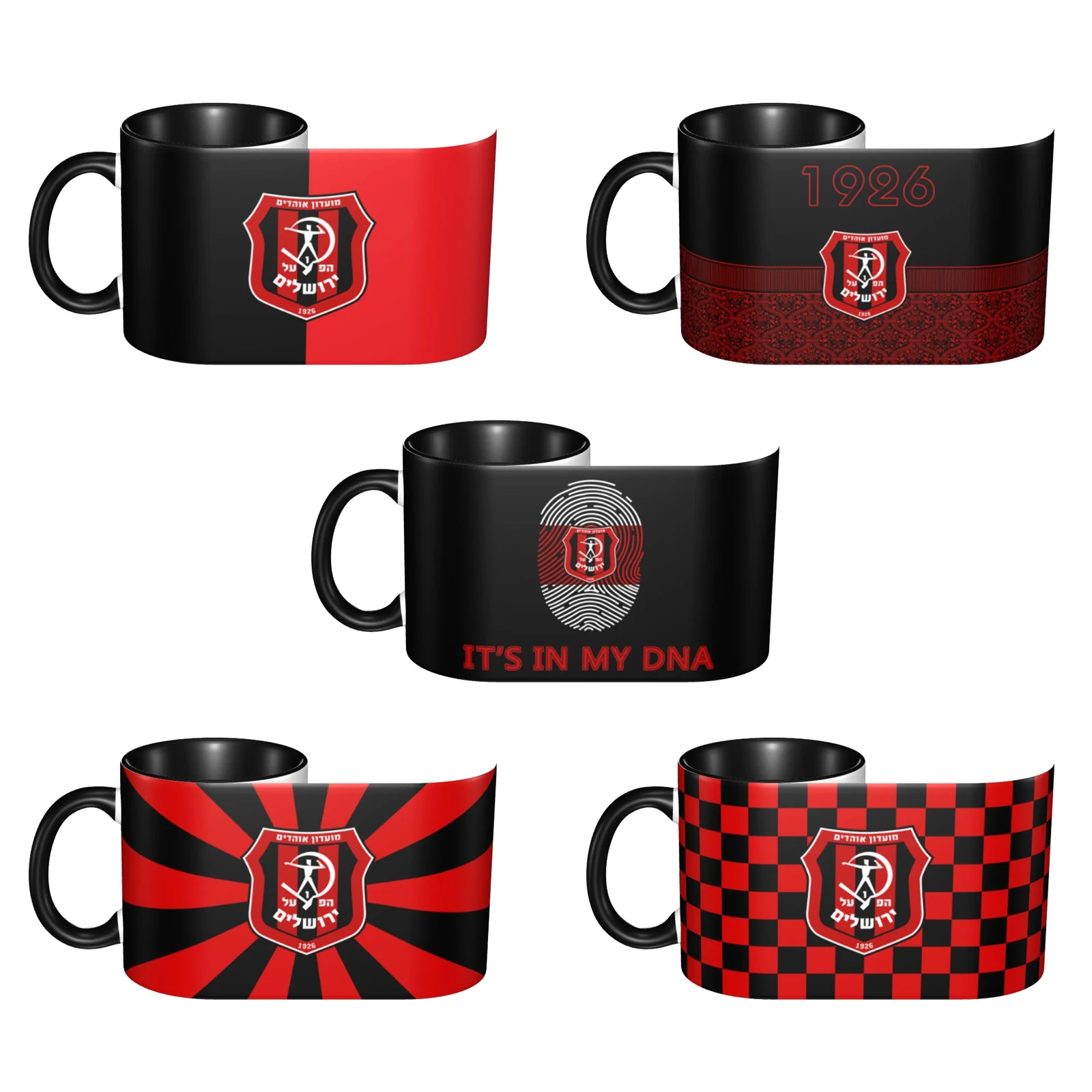 

Israel Hapoel Jerusalem Fc 11 OZ Ceramic Coffee Mug with Handle Tea Cup for Cocoa Milk Cereal Drinks Mug