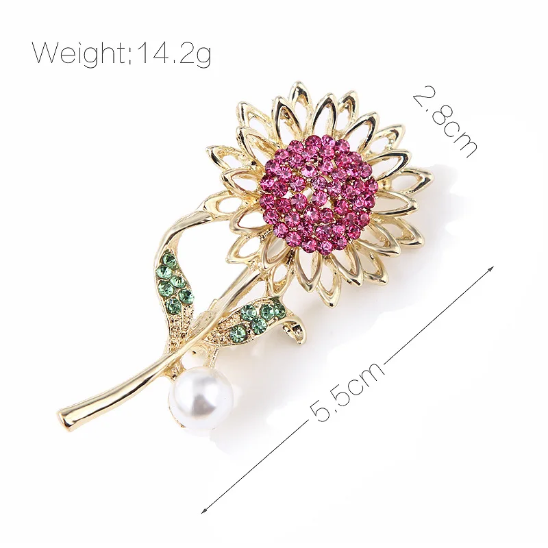 Rhao розово-красная брошь в виде подсолнуха стразы женские универсальные