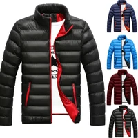 winter parkas men jacket slim fit cotton padded thick warm stand collar outerwear casual overcoat quilted clothing coats