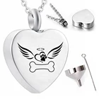 Серебряное сердце ангельские крылья подвеска урна на ожерелье собаки кремация ювелирные изделия памятный сувенир пепел урна