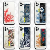 chinese style ferocious beast dragon tiger wolf phone case clear for iphone 13 12 11 pro max mini xs 8 7 plus x se 2020 xr cover