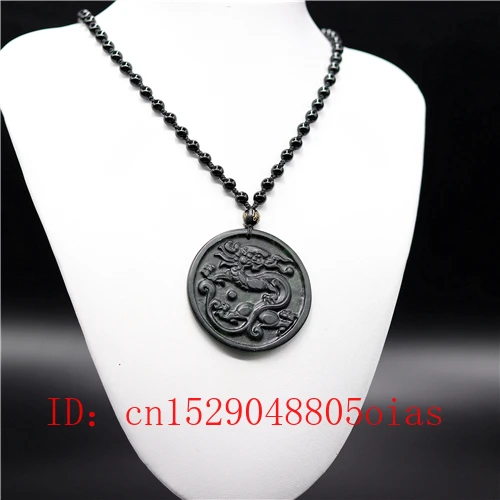 Натуральный черный зеленый китайский Нефритовый Дракон Подвеска бусины