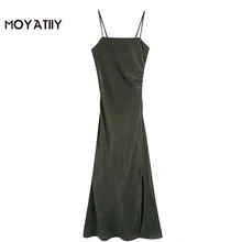 MOYATIIY Women 2022 Fashion Green Slim Midi Dress Sex Ladies Backless Party Strapless Dresses Side Zipper Female Vestidos (3)