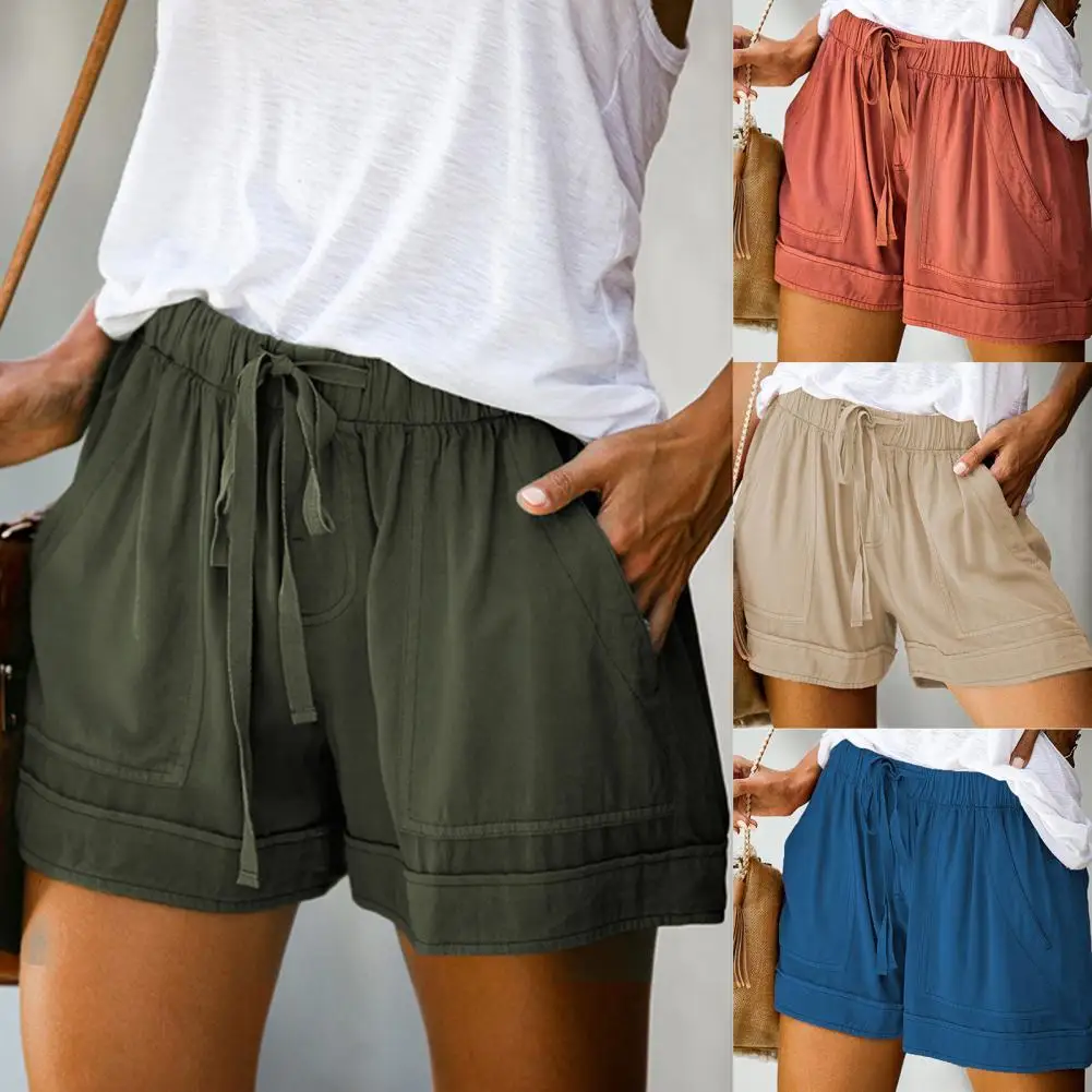 

Summer Cotton Line Shorts With High Waist Loose Wide Leg Shorts For Women Knee Length Straight Cotton Short Female Plus Size M-3
