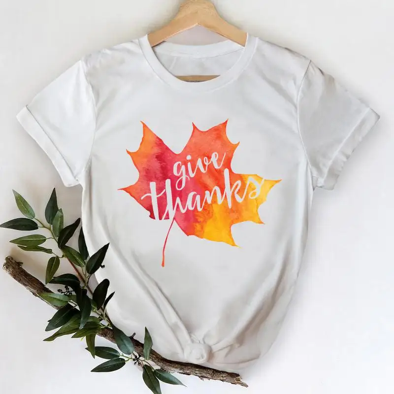 

Clothing Flower Pumpkin Fashion Cute Women Autumn Fall Thanksgiving Halloween Tshirt T Female Graphic Tees 90s Top Print T-Shirt