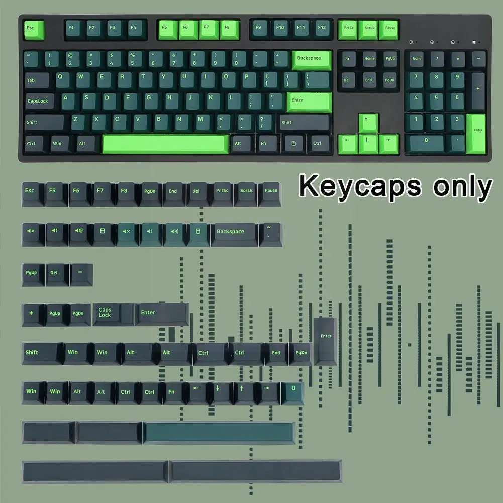 

Новинка, колпачки для механической клавиатуры T9k9 с профилем 160 клавиш и двойным вырезом, индивидуальные черные и зеленые колпачки для механ...