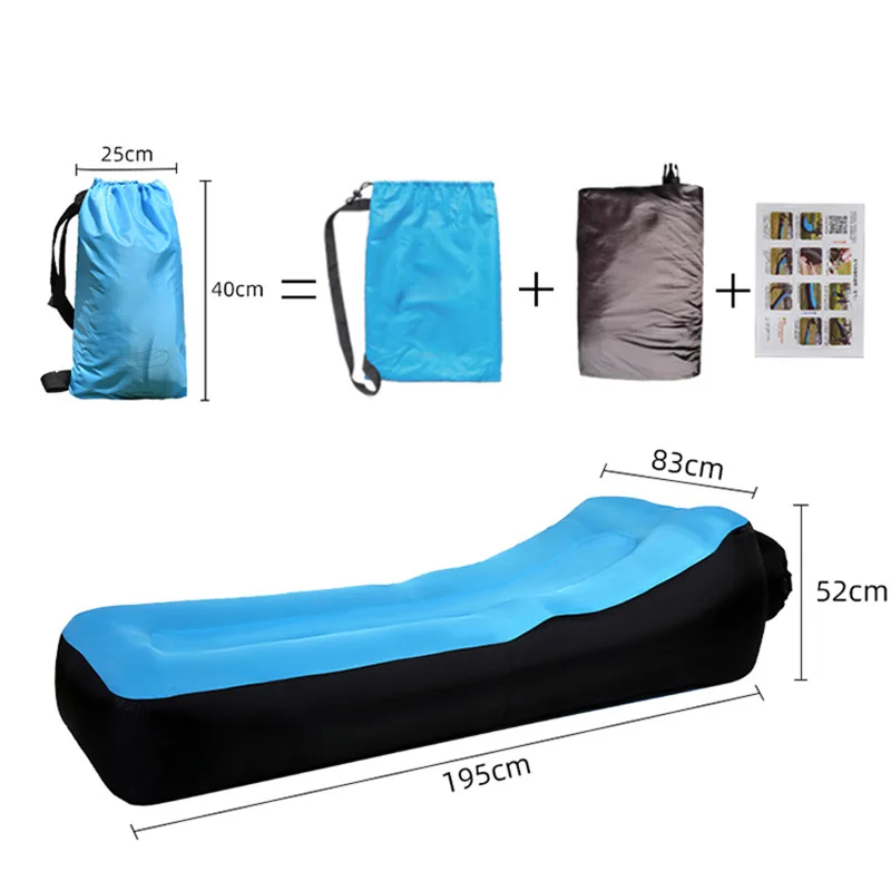 

New Flat Inflatable Lounger Portable Air Sofa Pillow and Bed Design for Outdoor Garden Beach Pool Couch Folding Furniture 2021