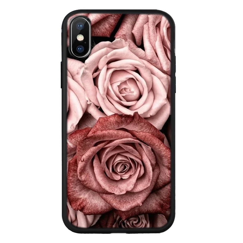 Мягкий чехол для iPhone X XR XS 11 11Pro 7 8 Plus с цветочным рисунком Флора чехлы обложки Max B21 |