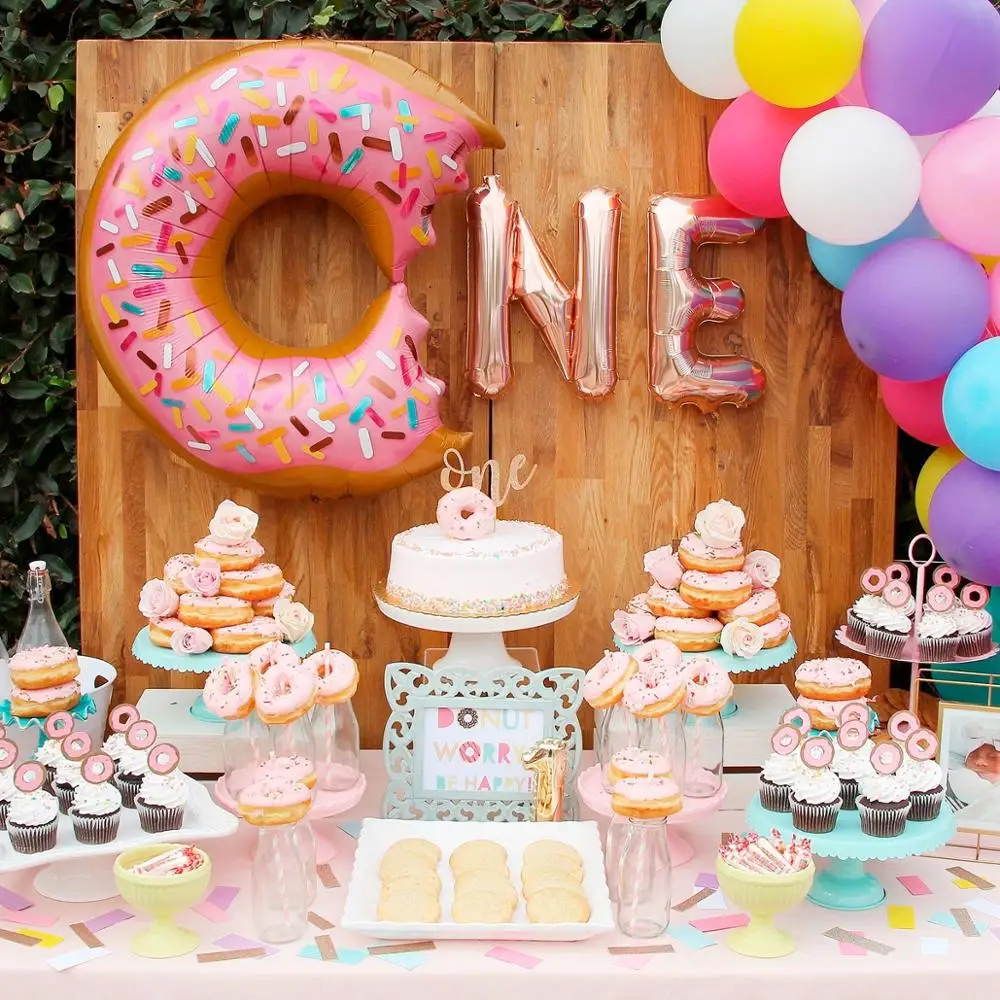 

Staraise Paper Donut Disposable Tableware Set Happy Birthday Anniversary Baby Shower Candy Bar Party Decoration Donut Party