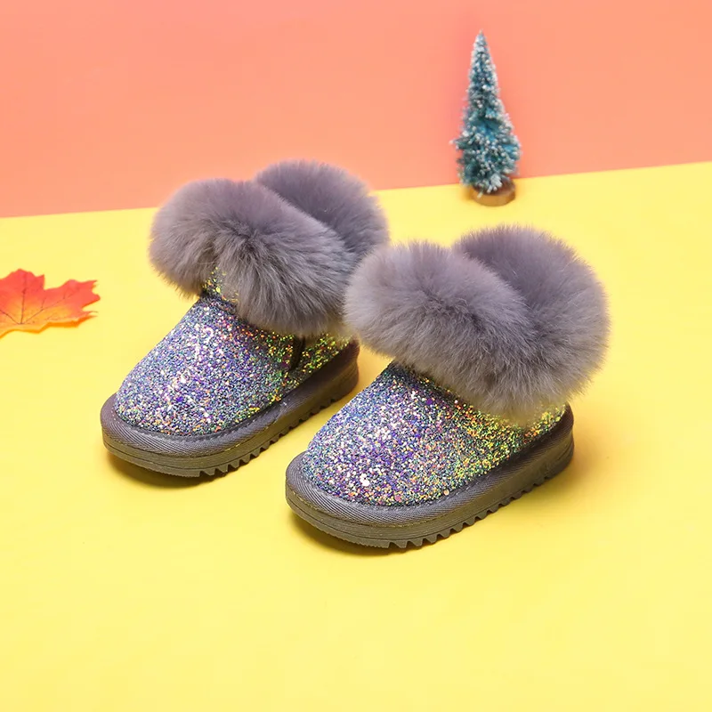 

Girl Baby Snow Boots Children Soft Soles Baby Toddler Shoes 2 and 3 Year Old Girl Princess Shoes Plus Fleece Cotton Shoes Winter