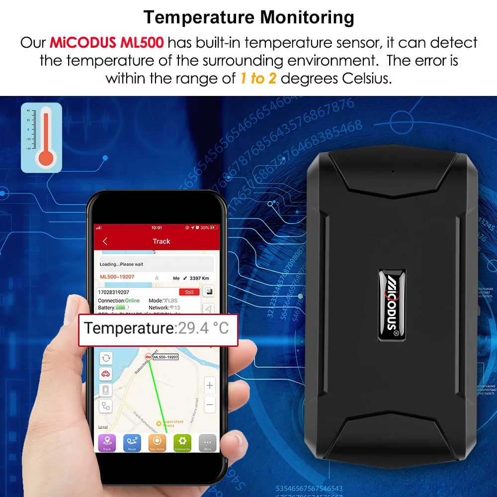 Автомобильный GPS-трекер MiCODUS ML500 5000 мА ч 90 дней в режиме ожидания магнитный