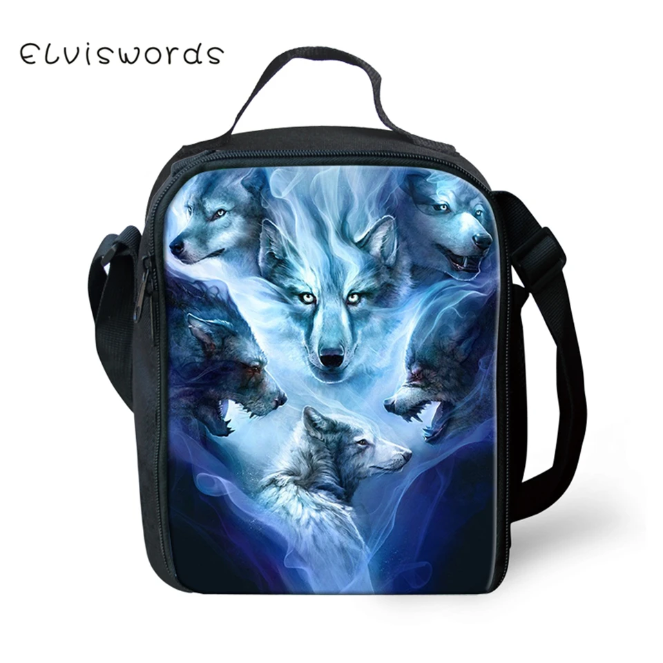 ELVISWORDS детская Термосумка для пищи &quotFantasy Wolf&quot с узором маленьких мальчиков