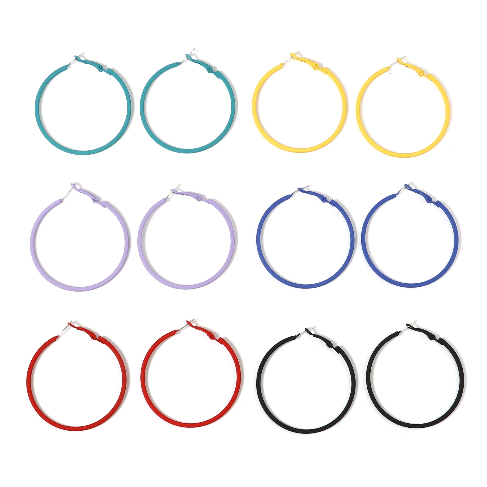 

DoreenBeads серьги-кольца разноцветные окрашенные Круглые Серьги модные украшения диаметр 4,9 см, размер столба/проволоки: (21 калибр), 1 пара