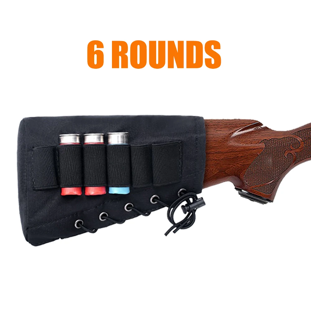 

Tactical 6 Rounds Shell Holder 12/20 GA Shotgun Rifle Buttstock Ammo Pouch Adjustable Bullet Carrier Hunting Accessories