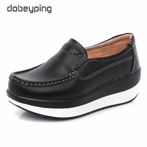 Туфли dobeyping женские из натуральной кожи, Мокасины, обувь на плоской платформе, лоферы, кроссовки на танкетке