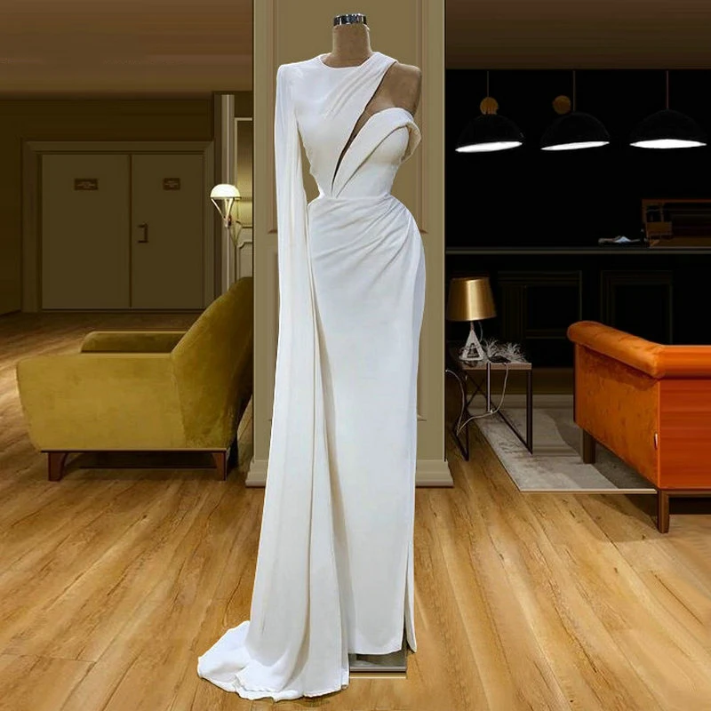 

YILIBER Evening dresses 2021 vintage vlack pearls long sleeves evening gowns beading prom dresses for women short dresses