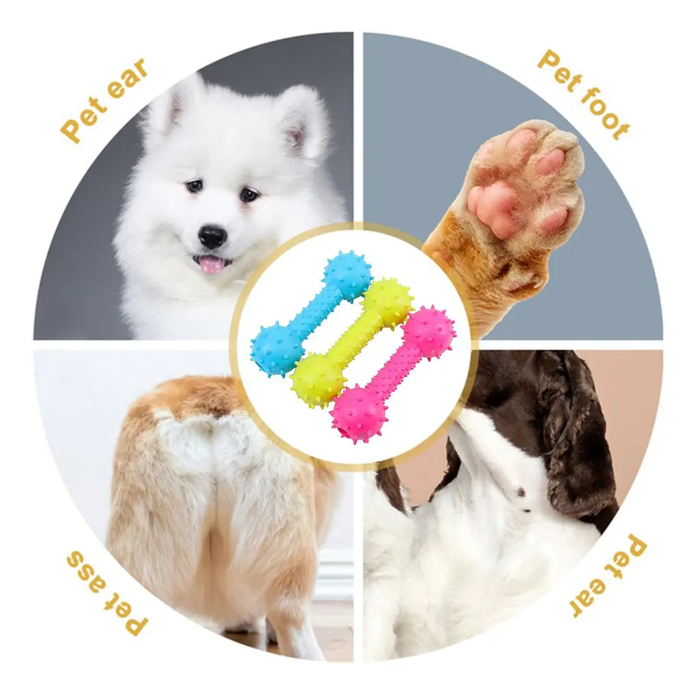 

Dog Bite Toy TPR Bite Resistant Food Leakage Dumbbell Shape Stick Toy Dog Training Chewing Pet Supplies Random Color