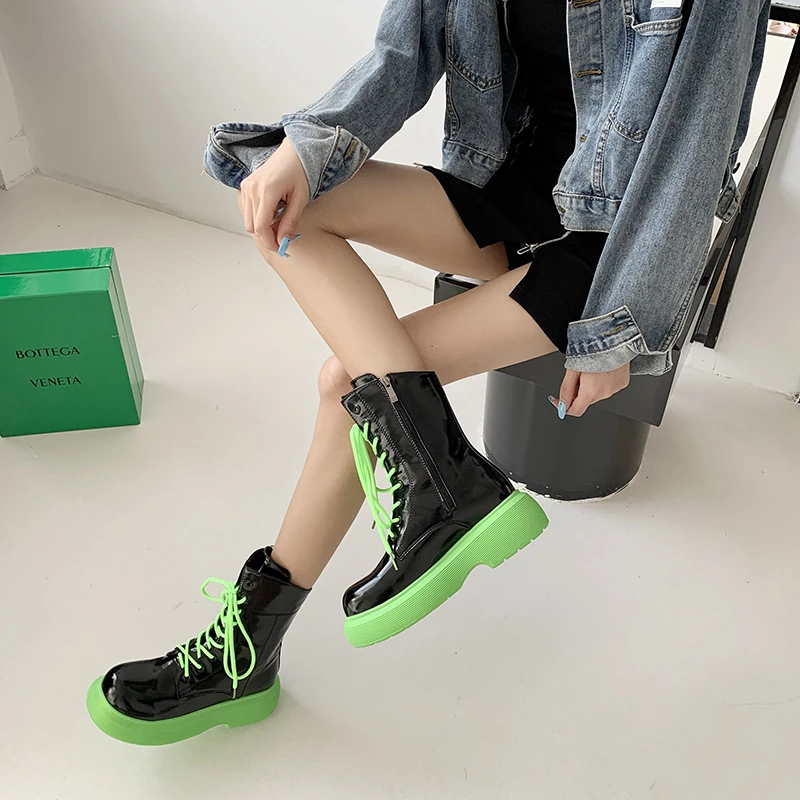 

Женские ботильоны, новинка зимы 2021, сапоги на массивном каблуке, женские ботинки из натуральной кожи для ночного клуба, ботинки на платформе...