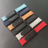 25mm black blue gray red nylon canvas with crocodile leather watchband for richard mille rm50 rm53 watch strap band bracelet