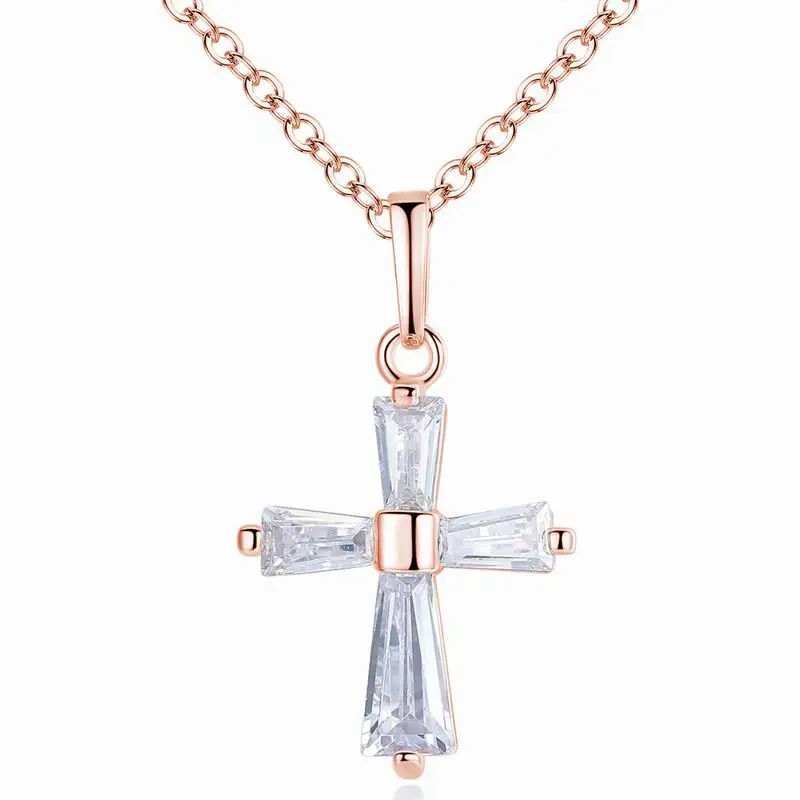 

Fashion Crystal Pendant Necklace for Women Gold Choker Lucky Holy Cross Geometric Long Chain Necklace Female Jewelry Gift