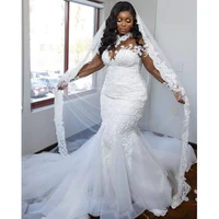 kapokdressy 2021 new arabic aso ebi vintage high neck wedding dresses mesh full sleeve lace vestido de novia beads bridal gown