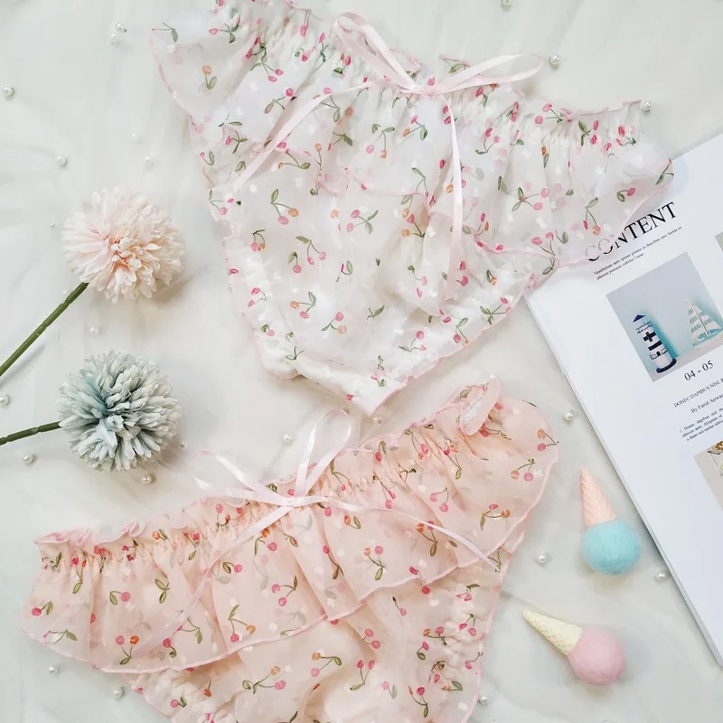 

Женские стринги с оборками, нижнее белье для девочек-подростков в стиле "Лолита", бесшовное женское нижнее белье, Симпатичные Белые и розовы...