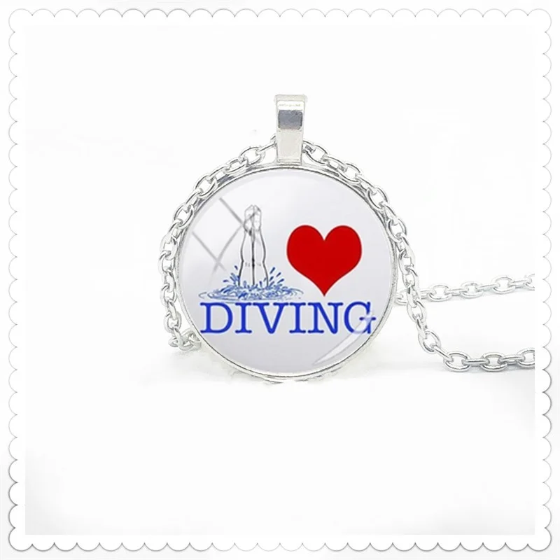 

2020 Fashion Art Diver picture necklace 25mm convex dome pendant fashion charm men and women necklace