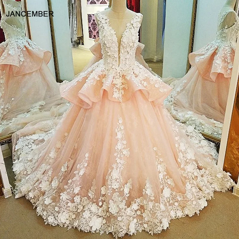 LS91123 вечерние платья длинные 3D цветы кружева длинное платье партии розового 2018