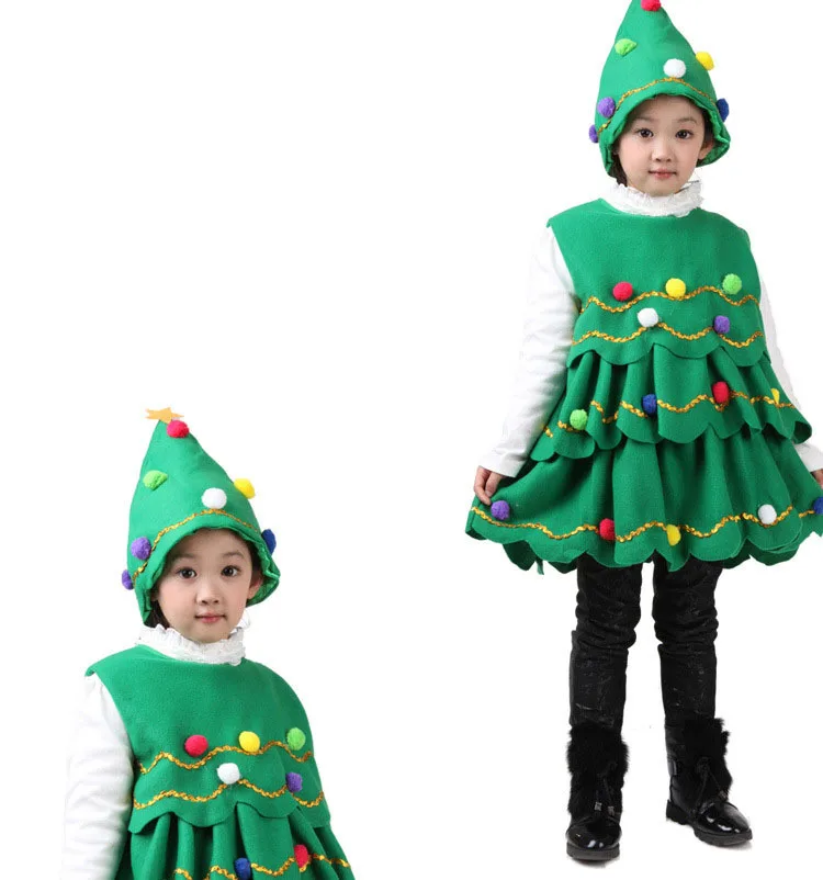 Детский костюм на Хеллоуин с рождественской елкой для маленьких девочек Платье