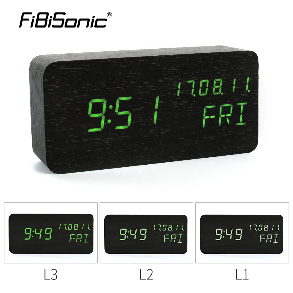 Будильник FiBiSonic с дисплеем и функцией измерения температуры цифровой