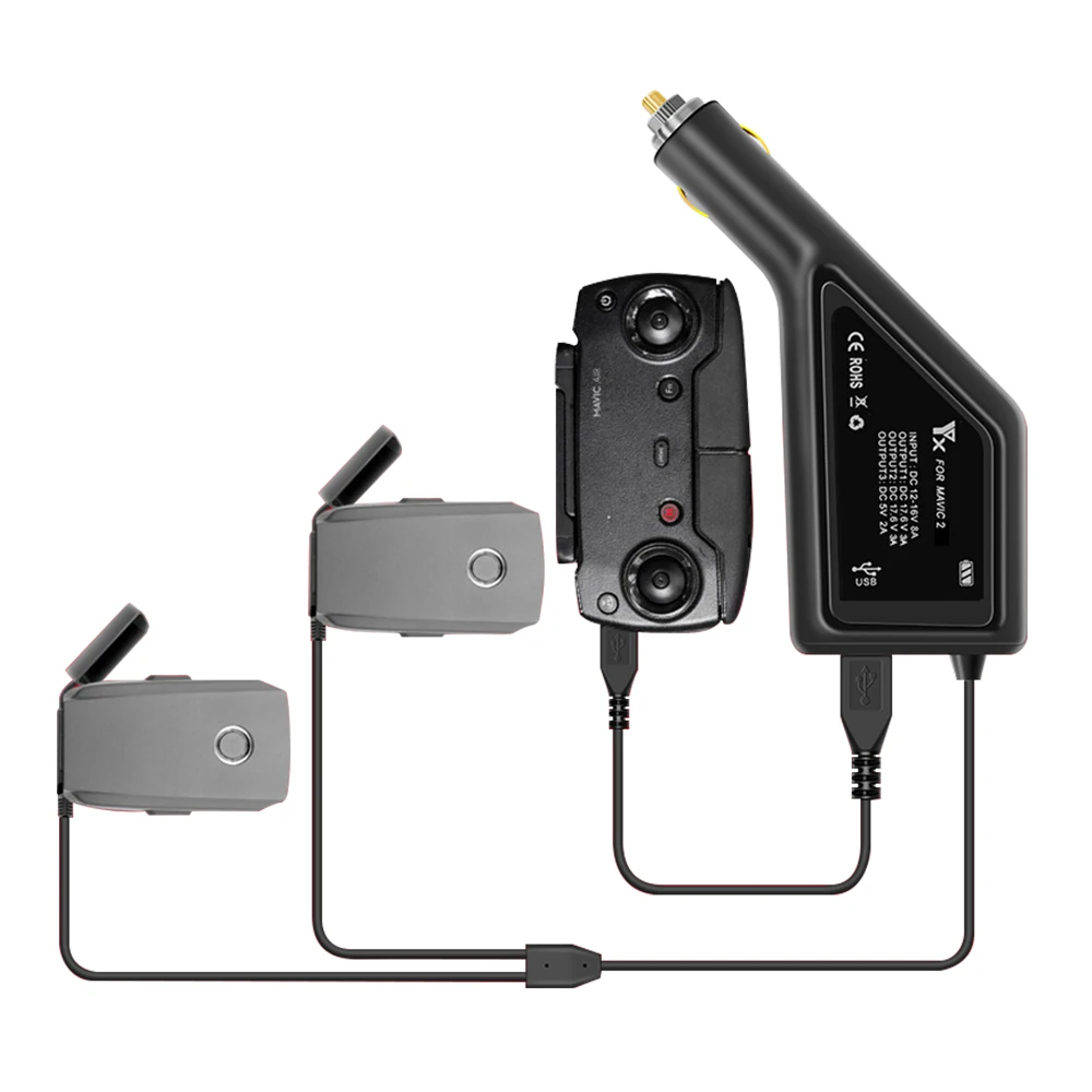 Автомобильное зарядное устройство для DJI Mavic 2 батарея 3 в 1 Быстрая Зарядка