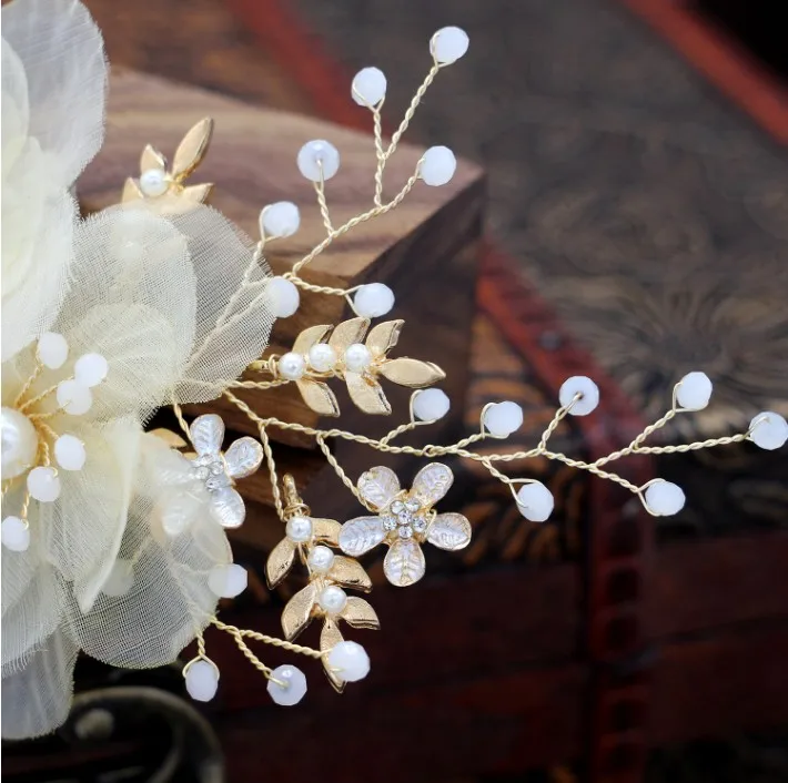 Цветочные заколки для волос цвета шампанского золотистые шпильки стразы женщин