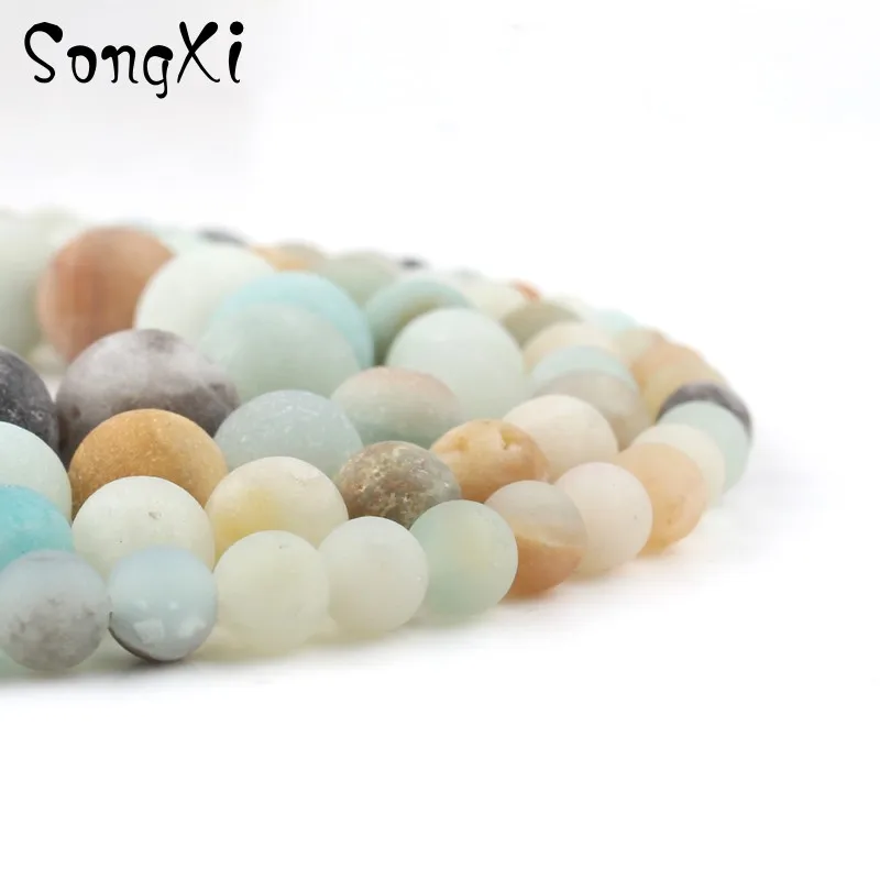 Натуральные круглые матовые цветные амазонитовые бусины для изготовления