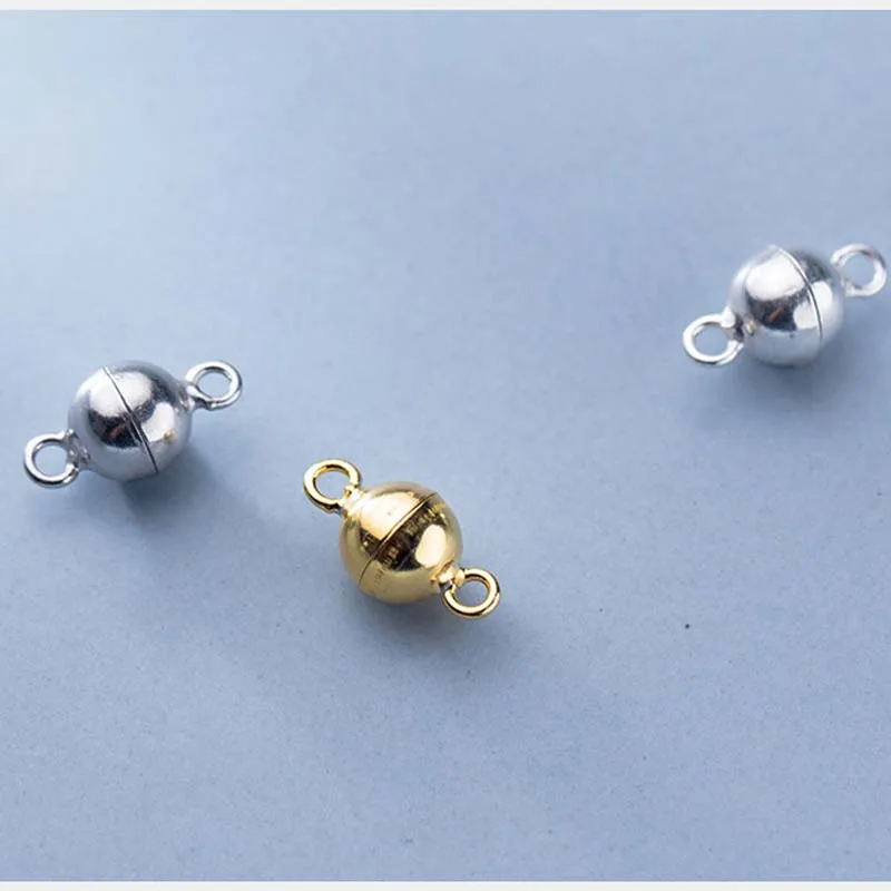 Настоящая однотонная Магнитная застежка для изготовления украшений из серебра с