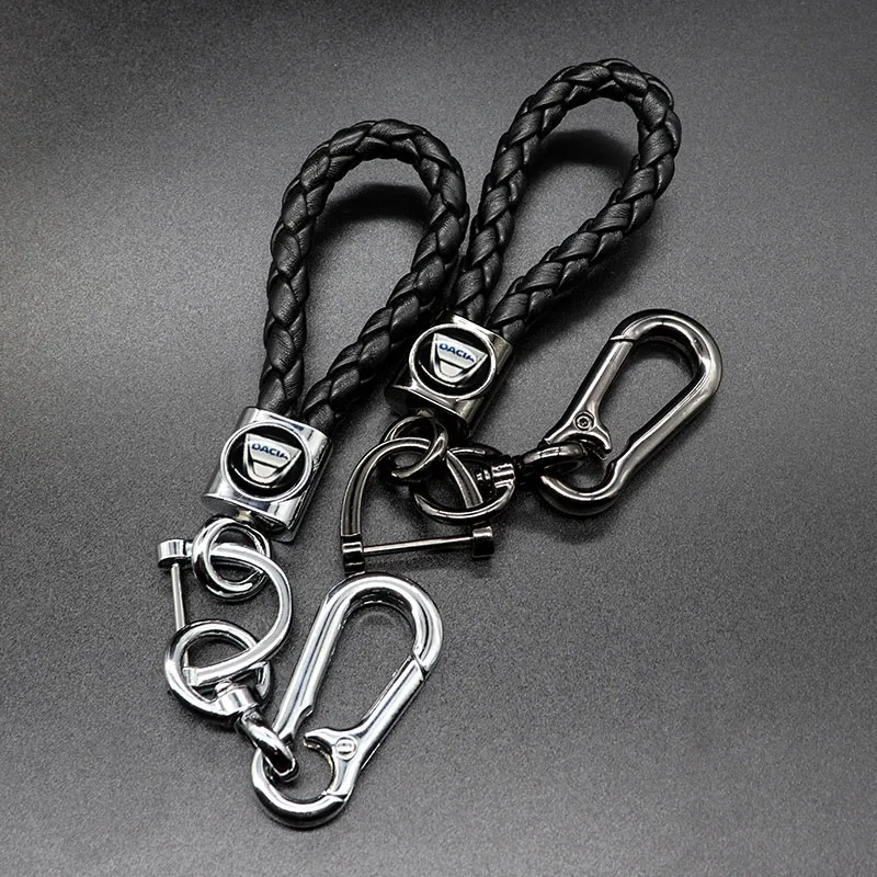 

Braided rope car keychain detachable metal 360 degree rotating horseshoe buckle men's keychain gift suitable for Dacia-logo