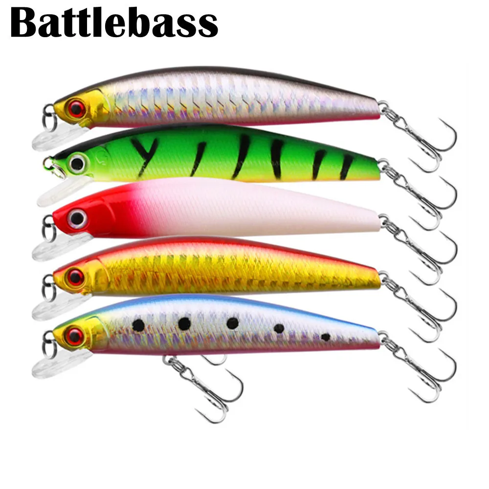 

Рыболовная приманка BATTLEBASS, 9 см, 7 г, воблеры в виде гольяна, плавающая приманка с крючками, искусственная рыболовная приманка, жесткая приман...