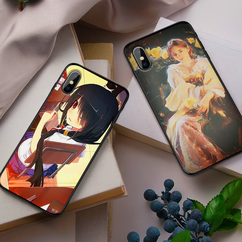 Mobile Phone Cases for iPhone X XS MAX XR 6 s 7 8 Plus Case Fashion Soft Silicone Fitted Back Cover Japanese gentle girl | Мобильные