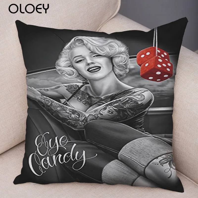 Мексиканский стиль Chicano Мэрилин Монро квадратная Мягкая Наволочка из полиэстера