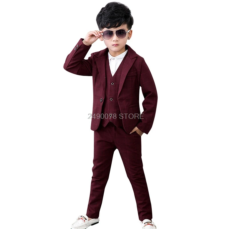 Костюм для мальчиков с цветочным рисунком Блейзер жилет брюки галстук комплект