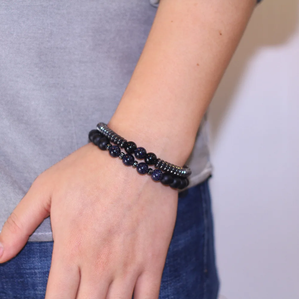 2 шт./компл. из натурального камня Шарм браслет бисера расстояние Йога гематит для