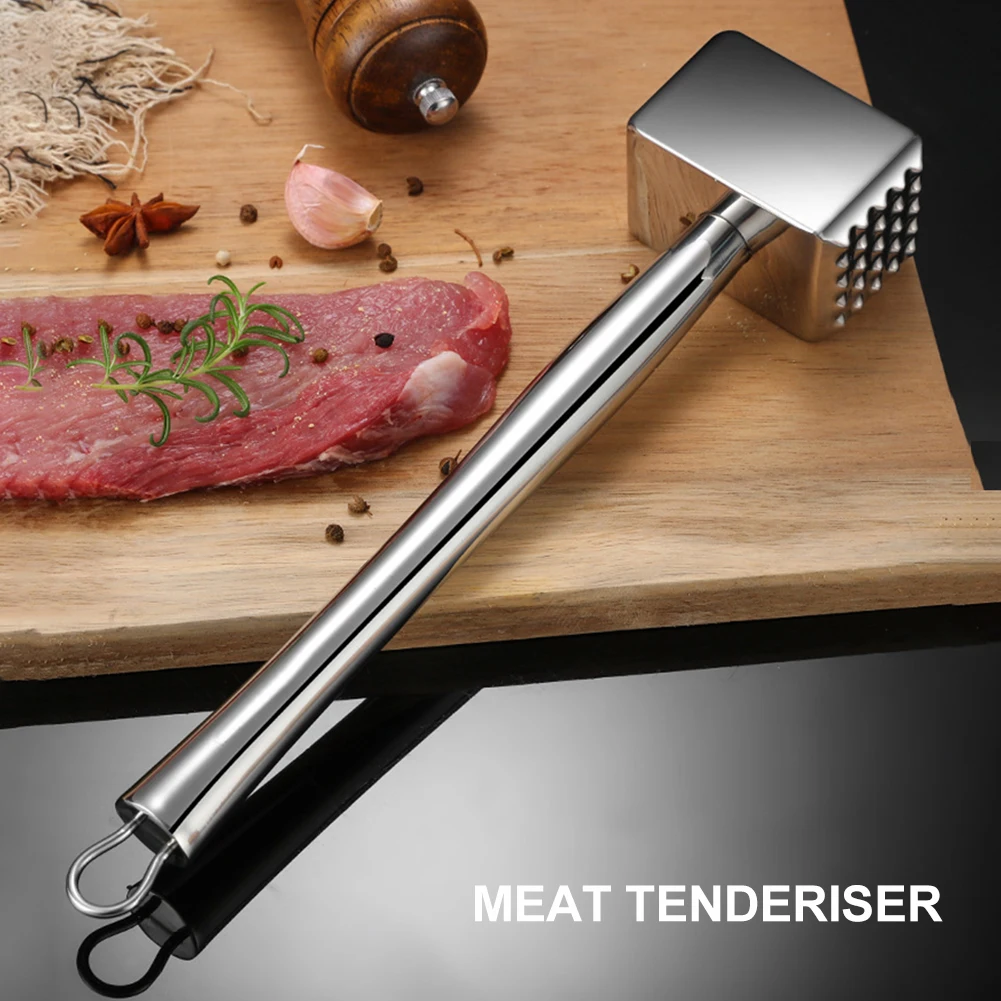 

Fish Meat Tenderiser Stainless Steel Chicken Breast Double Sided Kitchen Tool 304 Large Square Stainless Steel Loose Meat Hammer