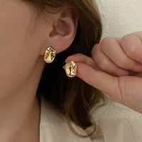 irregular round earrings for women minimalist korean fashion prevent allergy baroque bead designer jewelry wedding accessories