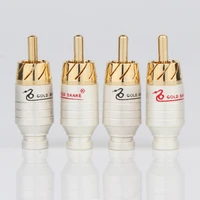 4pcs high quality gold plated white snake rca plug hifi audio rca male audio video connector gold adapter for audio cable