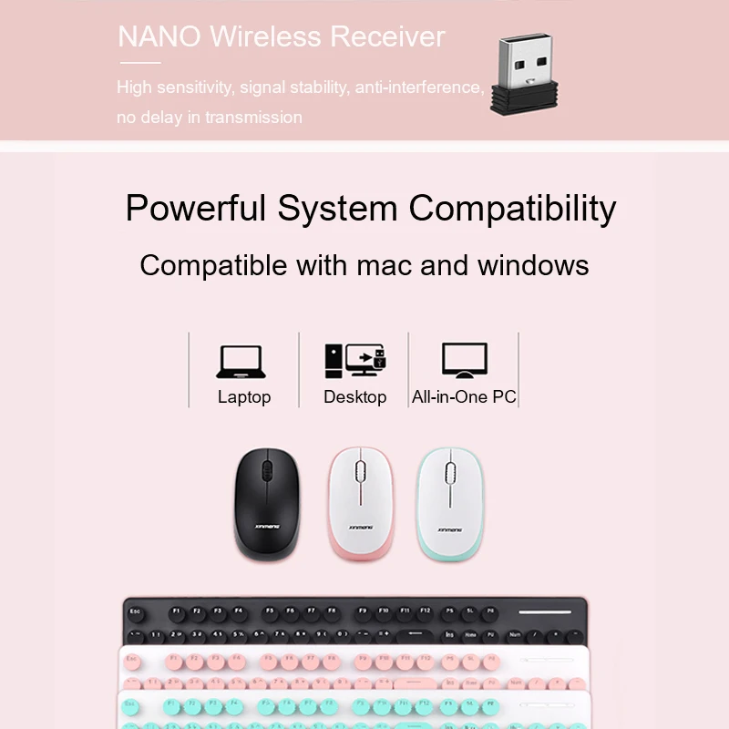 Клавиатура и мышь беспроводная Бесшумная 1600DPI для Windows Mac|Комплекты плюс