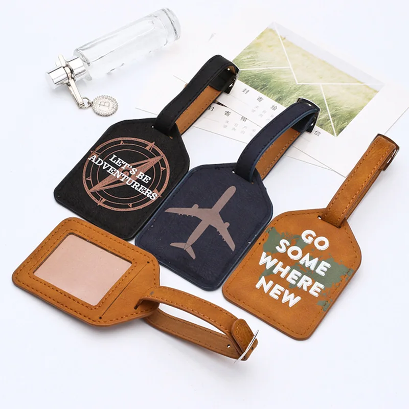 

High Quality Travel Accessories The Compass & Plane Luggage Tag PU Suitcase ID Addres Holder Baggage Boarding Tag Portable Label