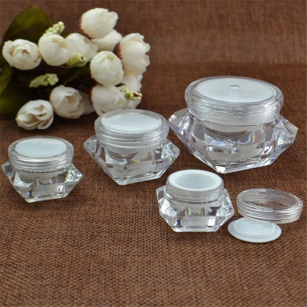

5g 10g 15g Empty Plastic Jar Diamond Shape Clear Pot For Nail Art Glitters Mini Small Make Up Cream Cosmetic Container New