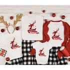 Рождественская футболка с оленем, одинаковые наряды, одежда для мамы, папы, дочери, сына, малыша, хлопковые футболки