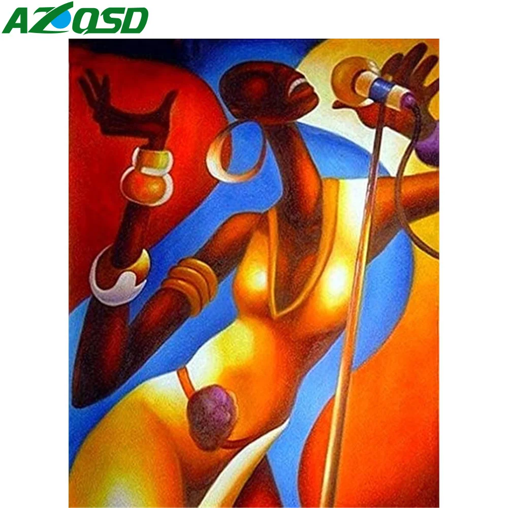 

AZQSD Paint By Numbers Black African American Woman Drawing On Canvas Diy Painting By Numbers Frame Modern Wall Art