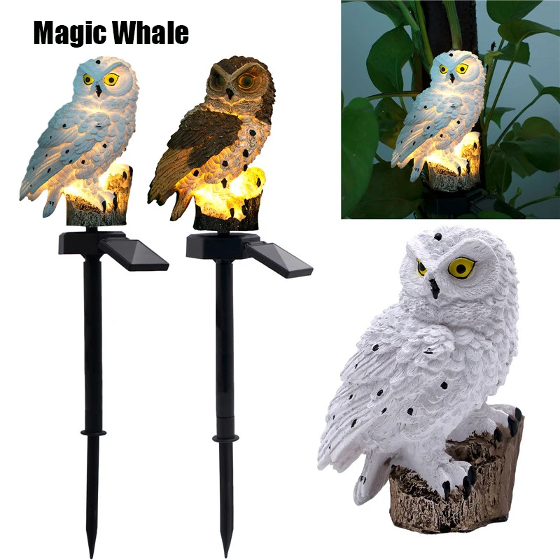Светодиодный светильник для сада s солнечный в форме совы лампа газона на