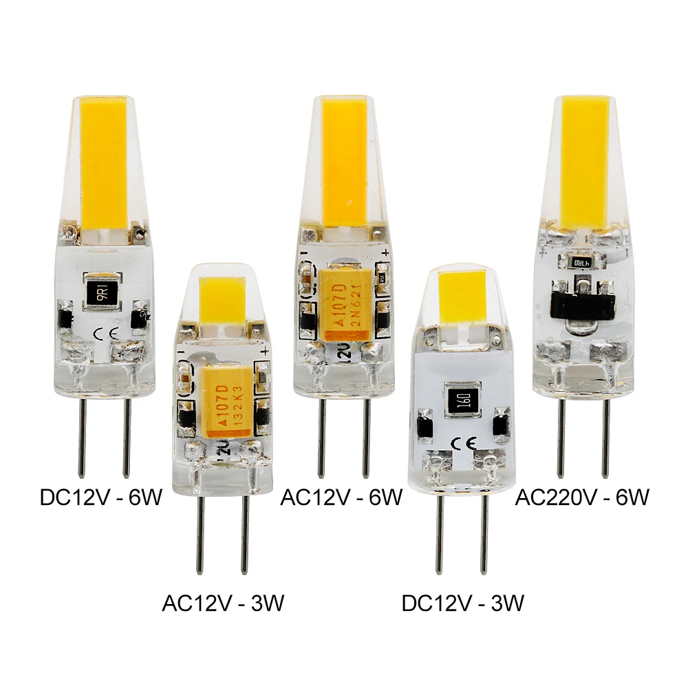 

4 шт./лот G4 COB Светодиодный прожектор 12 В переменного/постоянного тока 220 В COB светильник 2 Вт 3 Вт свечи люстра лампочка Сменные галогенные лам...